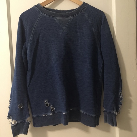 Indigo dyed distressed sweatshirt - Picture 1 of 3